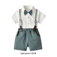 thumbnail image 3 of Minnieouse Verano para niños, camisa de manga corta con botones, conjunto de pantalones, conjunto de banquete, boda, pajarita para niños, ropa, conjuntos de ropa Verde 130cm, 3 of 6