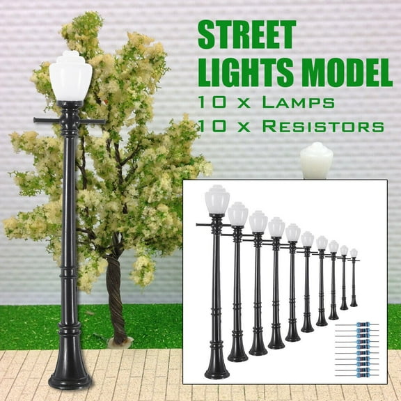 10 Pcs Lcx04 Model Railway Lamp Post Lamp Street Lamp O Scale Led 10 Resistor
