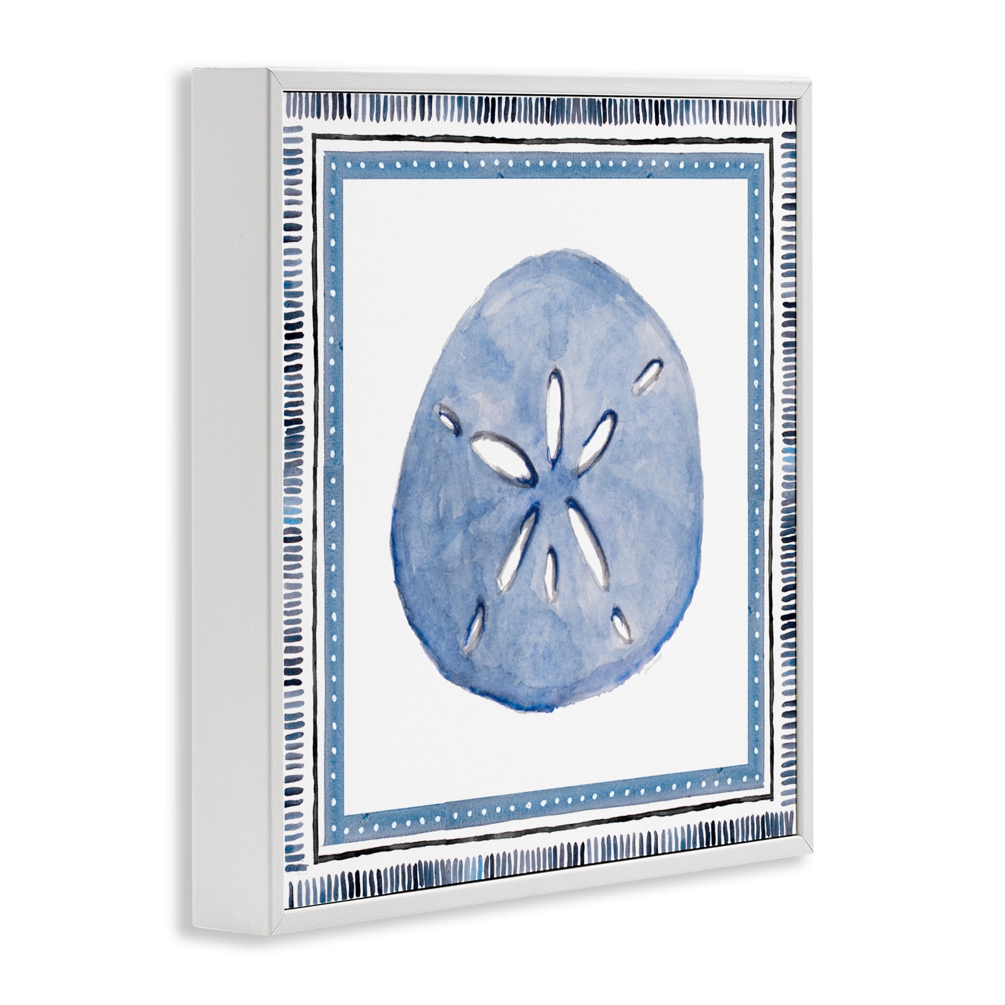 Stupell Industries Blue Bordered Sand Dollar White Framed Giclee Art, design by Lanie Loreth