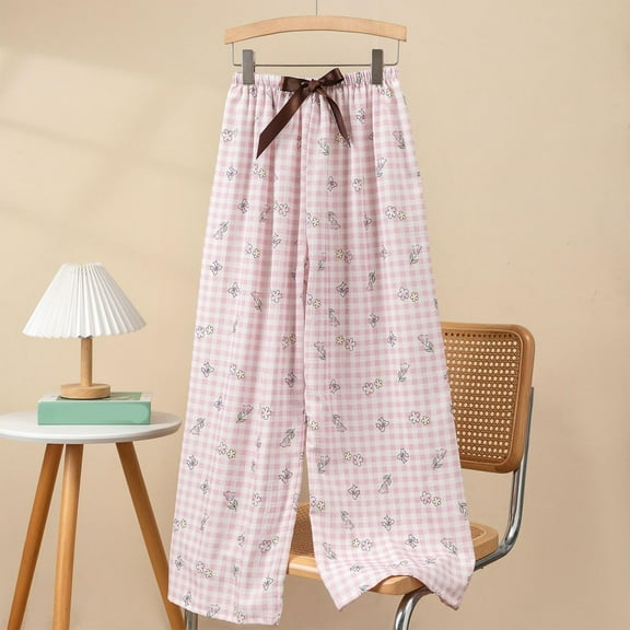 Njagoc3 Essential Small Floral Print Casual Pants Breathable Rayon Ankle Length for Womens 2025