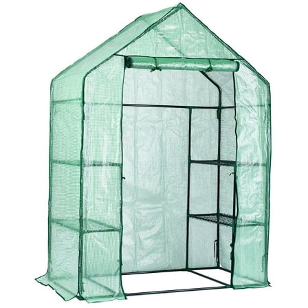 Garden Elements Personal Plastic Indoor/Outdoor Standing Greenhouse for Seed Starting and Propagation, Frost Protection, Unvented, Green, Medium, 56" x 29" x 77"