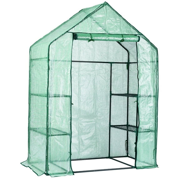 Garden Elements Personal Plastic Indoor/Outdoor Standing Greenhouse for Seed Starting and Propagation, Frost Protection, Unvented, Green, Medium, 56" x 29" x 77"