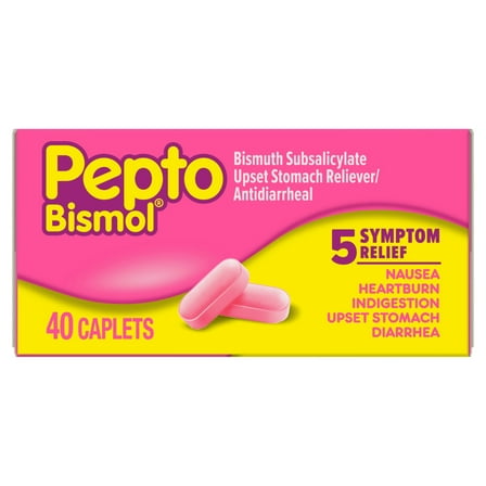 Pepto Bismol Caplets, Indigestion and Anti-Diarrhea Stomach Relief, 40 Count