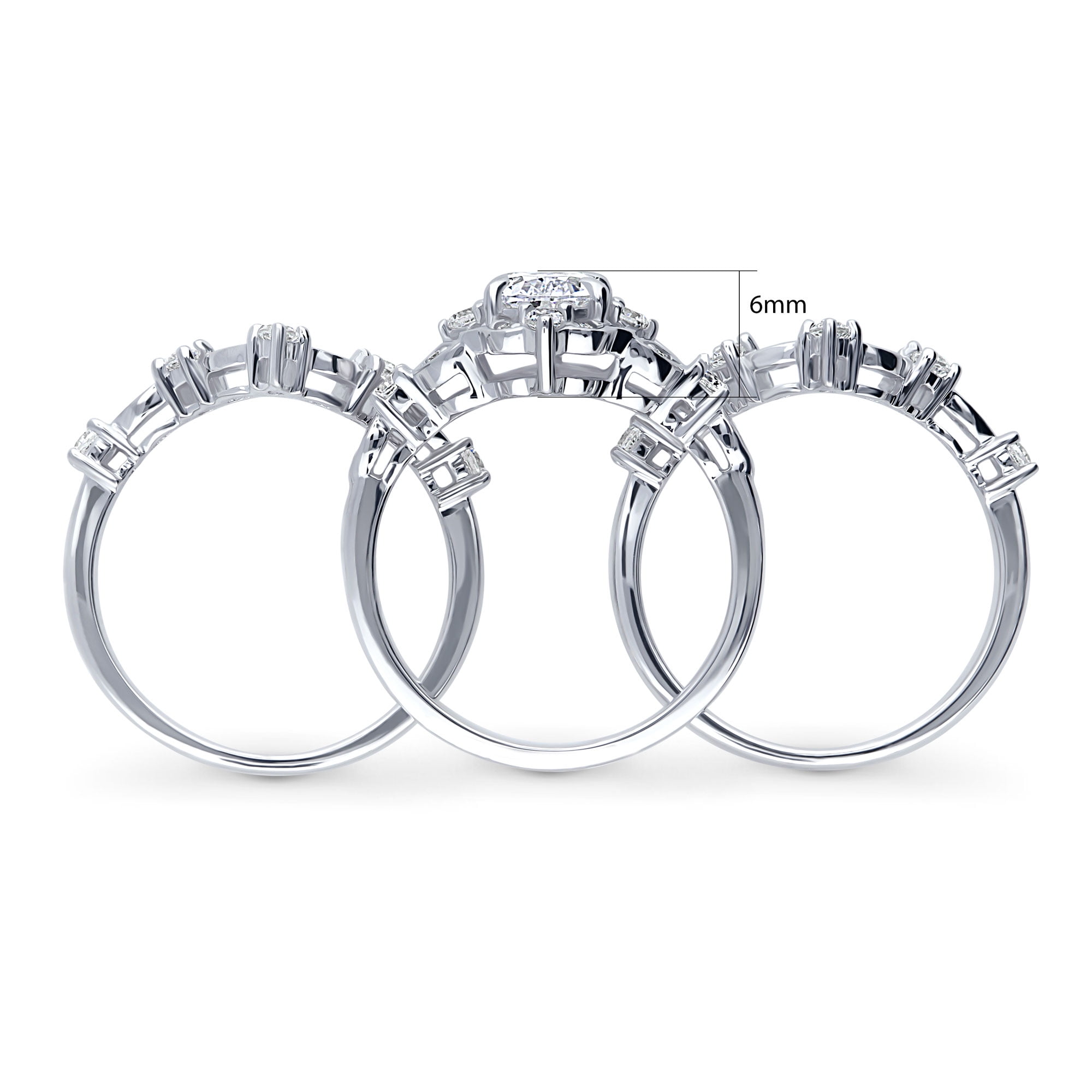 BERRICLE Sterling Silver Halo Wedding Engagement Rings Oval Cut Cubic Zirconia CZ Wishbone Ring Set for Women, Rhodium Plated Size 7.5