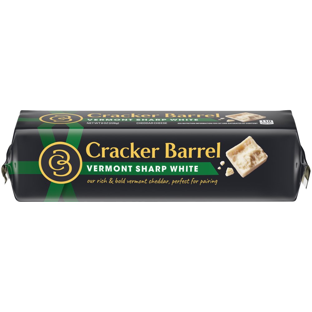 Cracker Barrel Vermont Sharp White Cheddar Cheese, 8 oz Block