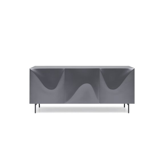 Whiteline Modern Living Kaya Buffet, In Matt Dark Grey Finish, Base Black Powder-Coated