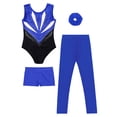 thumbnail image 5 of YiZYiF Kids Girls Sleeveless Gymnastics Leotards Training Bodysuit with Shorts Leggings And Headband Blue 14, 5 of 7