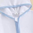 thumbnail image 6 of JDEFEG Little Boys Swimwear Summer Swim Cover up Towel Zipper Hooded Tops Seersucker T Shirt Shorts Set Baby Boy Girl Beachwear Bathing Suit Coverup Swimsuits Blue 12-18 Months, 6 of 6