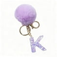 thumbnail image 4 of 26 Letter Purple Velvet Ball Pendant Keychain for Personalized Backpack Accessories and Holiday Gifts, 4 of 6