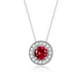 thumbnail image 3 of RYLOS Halo Designer Matching Set Sterling Silver: Ring, Earring & Pendant Necklace. Gemstone & Diamonds, 4MM Ruby July Birthstone; Sizes 5-10 Size 5, 3 of 9