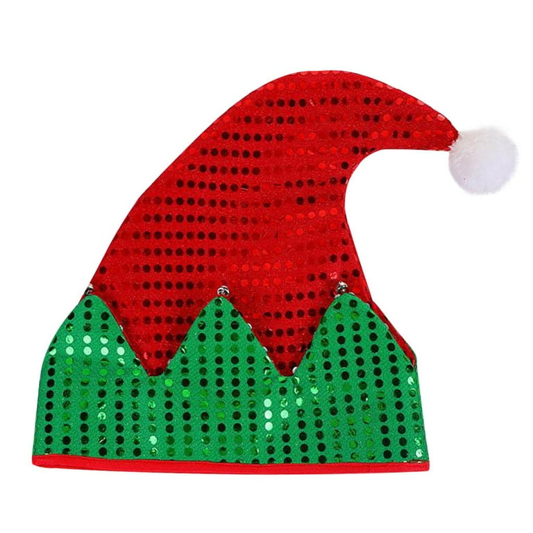 Vintage Christmas Santa pattern, retro santa hat, red and green