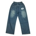 thumbnail image 3 of QUOTAY Pants for Boys Casual Loose Straight Wide Leg Jeans Denim Trousers for Children 4-15 Years 10_Dark Blue,130, 3 of 9