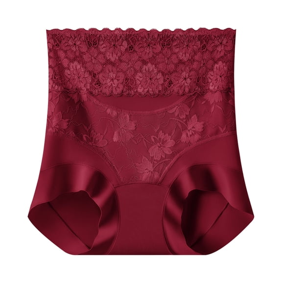 Ohufall Panties for Women High Waist Lace Briefs Breathable Seamless Belly In Stretchy Daily Underwear