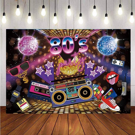 Back To 80s Backdrop Hip-Hop Disco Party Music Graffiti Background Photo Banner