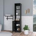 thumbnail image 4 of DUOSONG Kansas Linen Cabinet, Three Shelves, One Cabinet Black Engineered Wood Furniture Bedroom Furniture Dressers, Chests & Wardrobes, 4 of 7