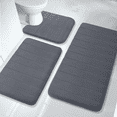 thumbnail image 4 of 3 Pcs Memory Foam Bath Mats Soft Absorbent Bathroom Rugs,Machine Washable Easy to Clean, Dark gray, 4 of 9