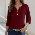 thumbnail image 2 of NinXxx Women's Fashion Casual Jacquard Three Quarter Sleeve Blouse S, 2 of 5
