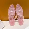 thumbnail image 7 of oqasdz Women Slippers Summer On Sandals with Pointed Toe Mid Heel Hollow Toe Wrap Stylish Jelly Summer Casual Wear,Pink, 7 of 7