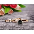 thumbnail image 2 of Classic 10k Rose Gold 2 Carat Round Cut Black Diamond Moissanite Engagement Ring With Matching Wedding Band Anniversary Gift Art Deco, 2 of 5