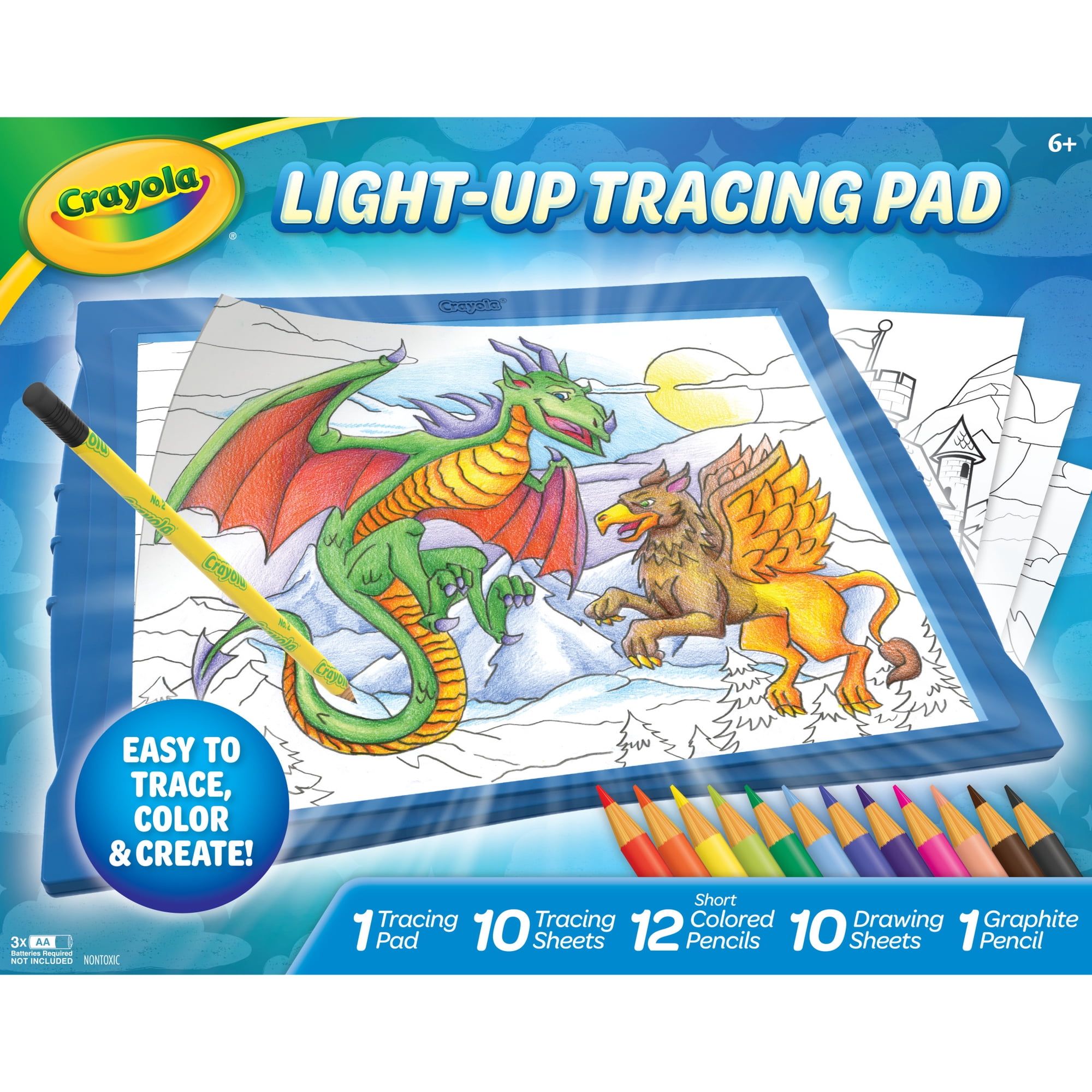 Crayola Light-Up Tracing Pad, Blue, Colored Pencils, Arts & Craft Supplies, Art Toys, Screen Free Activity, Gift for Kids & Artists