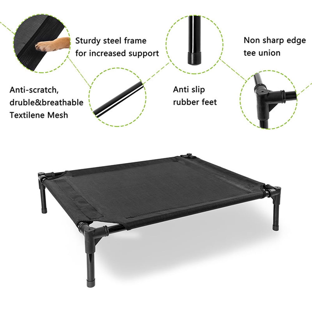 Outdoor Elevated Dog Bed with Canopy, 30x24inch Waterproof Raised Pet Bed with Breathable Mesh Portable Dog Cot for Camping, Backyard, Travel
