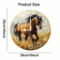 thumbnail image 2 of Yjiankangz Round Wall Clocks Horse and Field Wood Quartz Battery Operated Rustic Home Decor Handing Clocks for Living Room Kitchen Bedroom Bathroom Large Numbers Silent -10 Inch, 2 of 7
