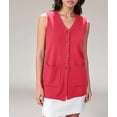 thumbnail image 4 of Womens Sleeveless Sweater Vest Button Red XL, 4 of 10