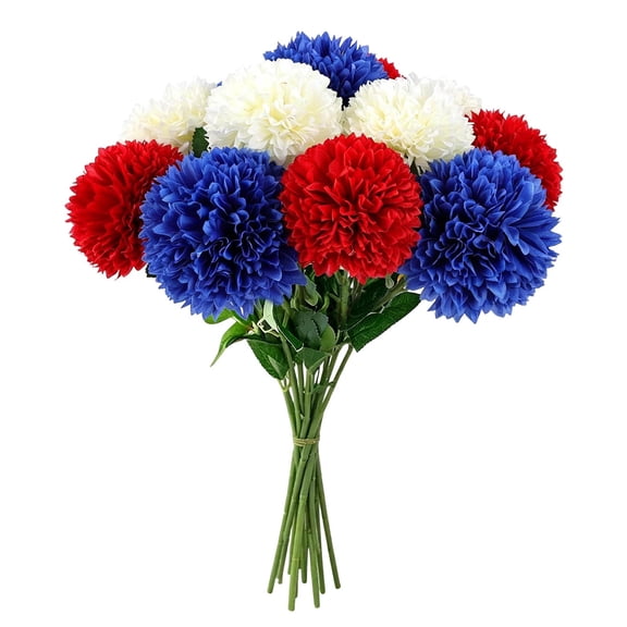Silk Faux Lifelike Red White Blue Floral Arrangement For Wedding Bouquet Home Centerpiece Independence Day Decor