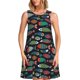 thumbnail image 1 of Easygdp Hand Drawn Colorful Fishes para Vestido Transpirable de Mujer, Vestido Suelto de Manga Corta con Pliegues y Bolsillos para el Verano, 1 of 7