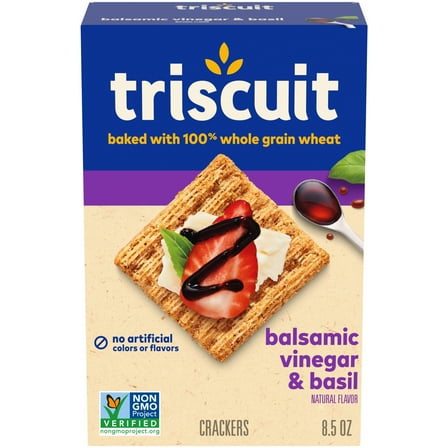 Triscuit Balsamic Vinegar & Basil Whole Grain Wheat Crackers, Lunch Snacks, Snack Crackers, 8.5 oz