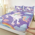 thumbnail image 3 of Castle Fairy Cartoon Rainbow Unicorn Twin Sheet Sets 3pcs for Preppy Child Girls,Kawaii Animal Twin Fitted Sheet Microfiber,Starry Sky Breathable Flat Sheet,Microfiber Bedroom Decor, 3 of 7