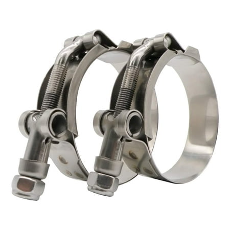 Roadformer 3"" T-Bolt Hose Clamp - Working Range 83Mm - 91Mm For 3"" Hose Id, Stainless Steel Bolt, Stainless Steel Band Floating Bridge And Nylon Insert Locknut (83Mm - 91Mm, 2 Pack)
