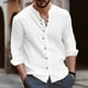 thumbnail image 1 of Blusas y camisas de manga larga con cuello redondo para hombre, blusa informal de moda lisa con cuello redondo y botones, blusa de manga larga para hombre., 1 of 6