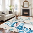 thumbnail image 2 of 8'x10' Area Rugs, Blue Christmas Snowman Indoor Outdoor Area Rug for Living Room Bedroom, Xmas Snowflake Birds Washable Bathroom Rugs Kitchen Floor Carpet Mats Home Decor Aesthetic, 2 of 8