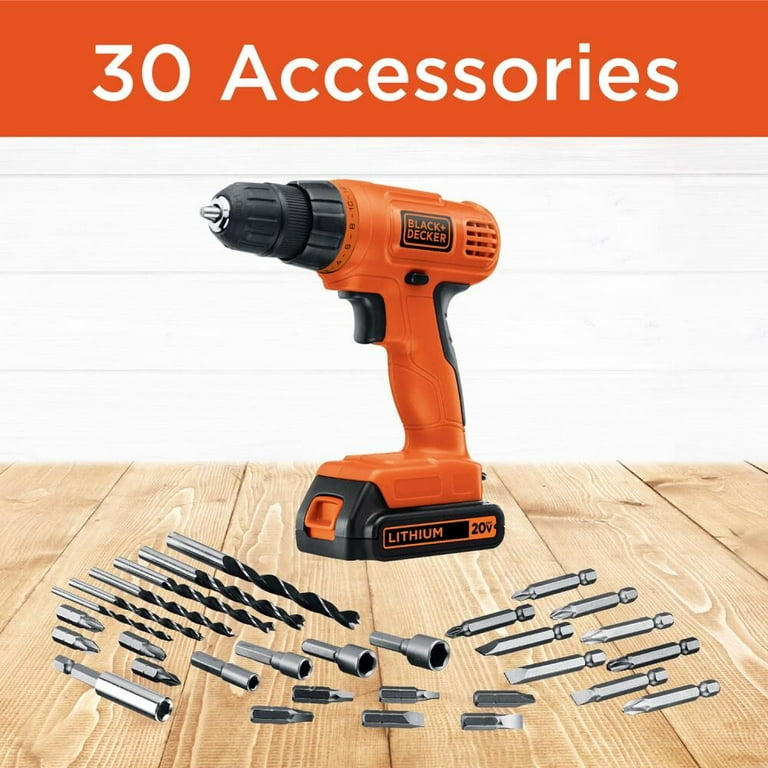 BLACK+DECKER 20V MAX* POWERECONNECT Cordless Drill/Driver + 30 pc. Kit  (LD120VA) –