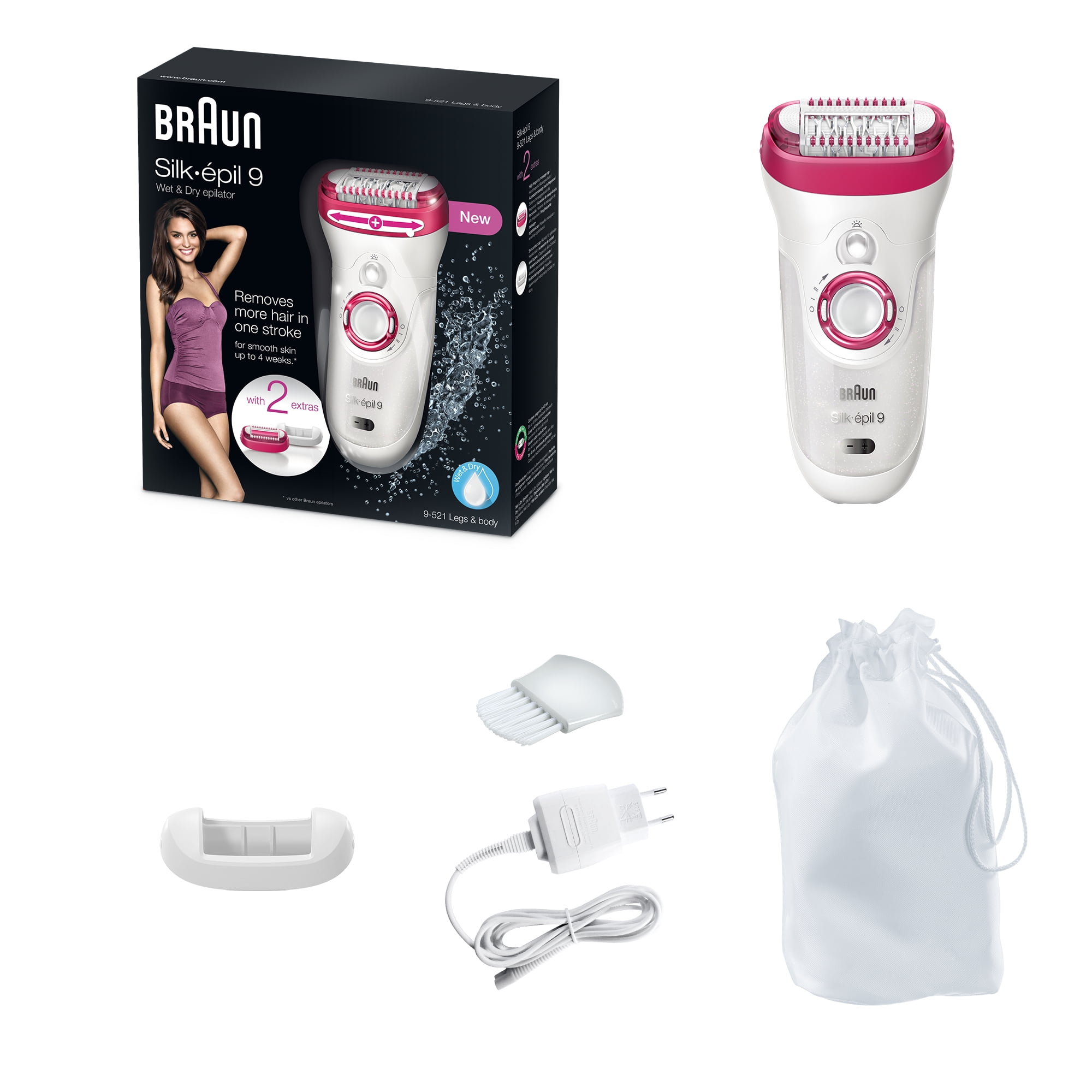 Braun Silk-epil 9 9-521 Wet & Dry Women's Cordless Epilator