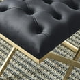 thumbnail image 2 of Contemporary Velvet & Stainless Steel Bench in Black & Gold, 2 of 6