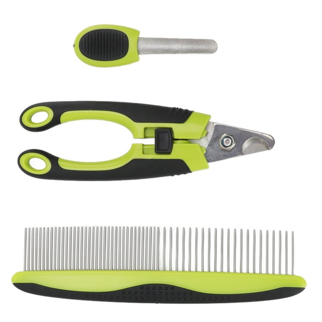 Kit de aseo para mascotas, peine ergonómico de acero inoxidable para mascotas, cortauñas para perros y Kit de recortador con lima para gatos y perros