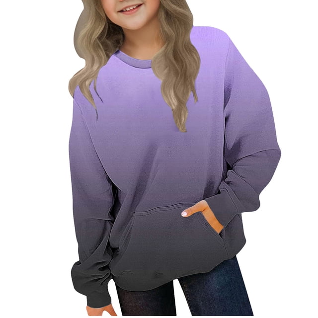 zbxnLI Chandail en Molleton à Col Rond pour Enfants Garçons Filles Manches Longues Léger 2-12 Ans