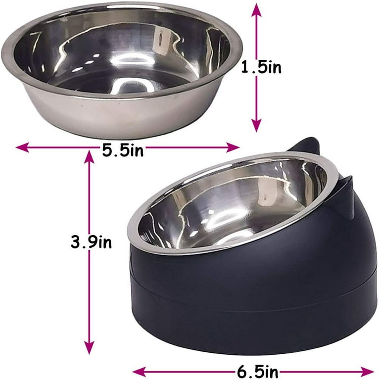 Hamiledyi Elevated Cat Food Bowls, Raised Cat Feeder 15° Tilted Cat Food  and Water Bowl Non-Skid & Non-Spill Puppy Dish (Grey) 