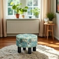 thumbnail image 6 of IVV Low Ottoman - Small Upholstered Footstool w/ Non-Skid Pine Legs & Padded Seat, Modern Stool Change Stool for Entrance, Bedroom, Compact Space (Graffiti Color), 6 of 6
