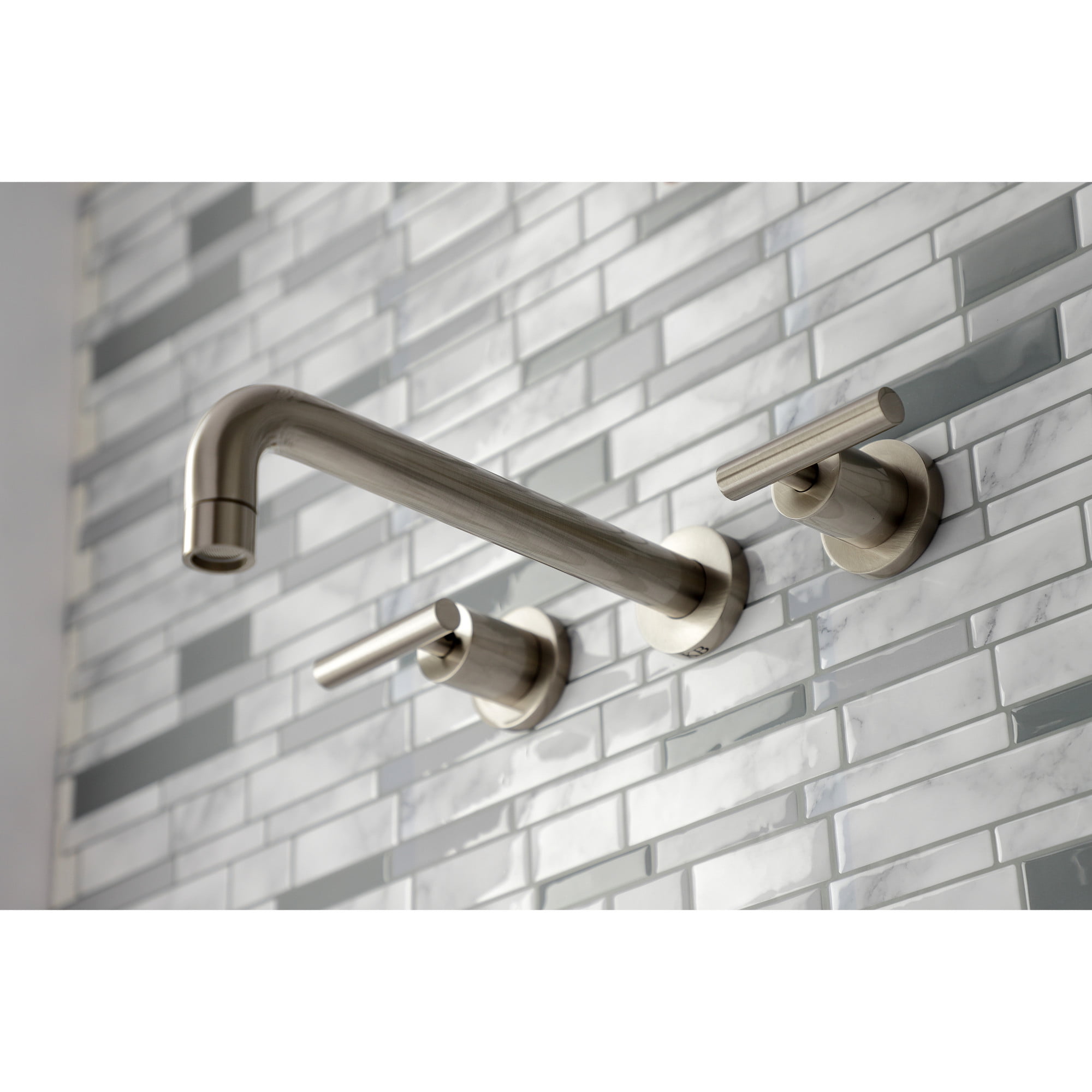 Kingston Brass KS8028CML Manhattan Two-Handle Wall Mount Roman Tub Faucet, Brushed Nickel