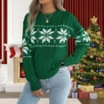 thumbnail image 2 of KHONTS Sweater Christmas for Women Turtleneck Long Sleeve Knit Sweaters Casual Loose Holiday Jumper Tops Winter Outfits B-Green S, 2 of 4