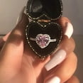 thumbnail image 6 of Pink Heart-shaped Rhinestone Ring Platinum Plated Women Jewelry Accessories, 6 of 6