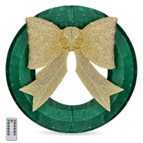 24in Pre-lit Outdoor Christmas Wreath Decoration, Lighted Metal Wreath for Front Door Gate Wall Indoor Outdoor Holiday Party