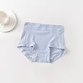 thumbnail image 2 of Mrat Wicking Underwear for Women Women's Cotton Solid Color High Waist Underwear Plus Size Breathable Briefs Smoothing Underwear for Women S-260 Light Blue 3XL, 2 of 5