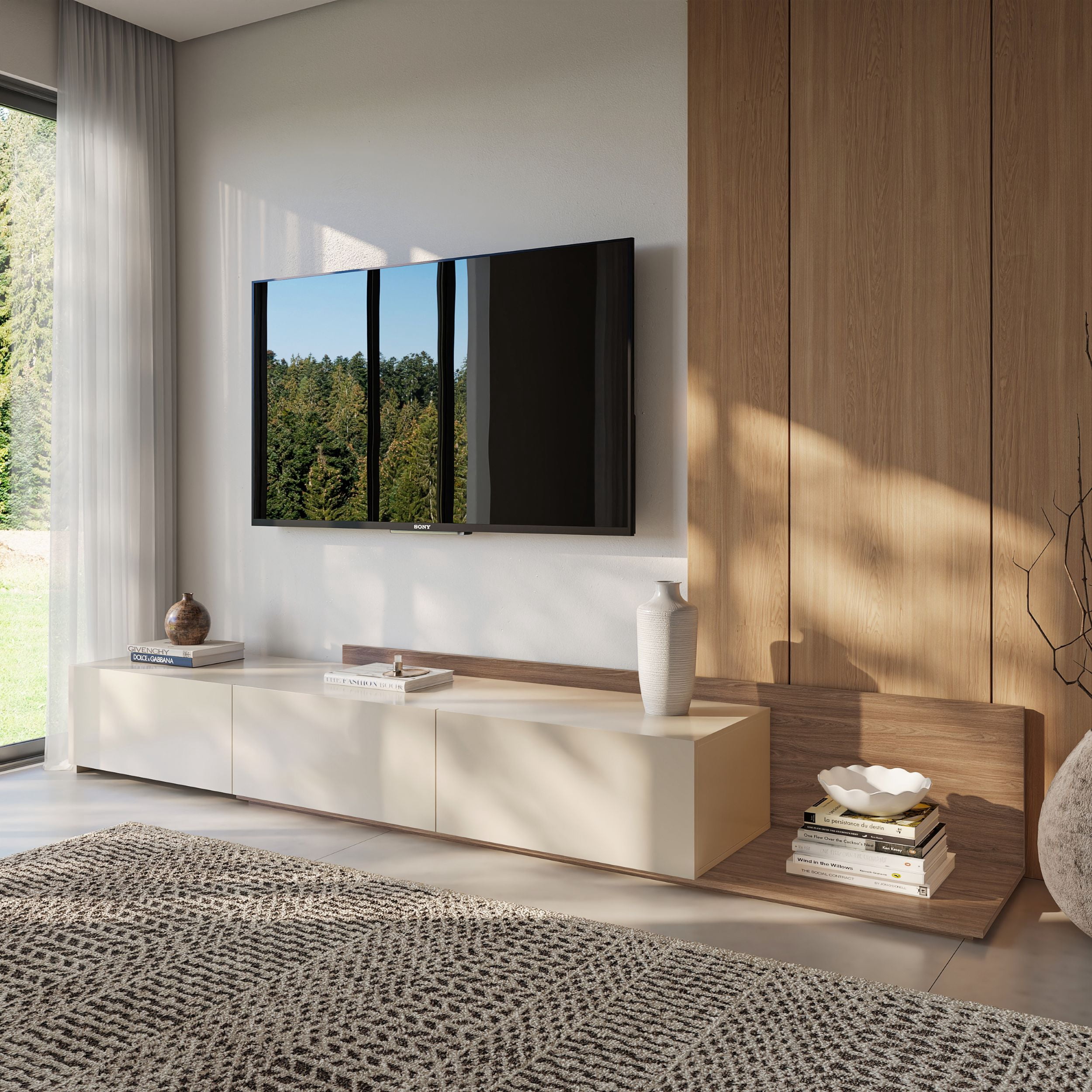 Nexera Noa Extendable TV Console (66"-108"), Walnut