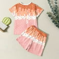 thumbnail image 5 of WhouRiu Big Boy Outfit Sets Ice Print Short Sleeve T-Shirt Shorts Children Summer Beach Loose Clothes Set Orange,Sizes 9-10, 5 of 5