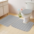 thumbnail image 2 of Gray Striped Bath Mat 3 Piece Bathroom Rug Set, Modern Abstract Art Geometric Stripes Non Slip Bath Rug Contour Mat and Toilet Lid Cover, Absorbent Shower Mats Soft Bath Rugs and Mats Sets, 2 of 8
