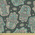 thumbnail image 2 of Ambesonne Oriental Fabric by the Yard Upholstery, Hamsa Hands Middle Eastern, 2 Yards, Purple Grey Blue, 2 of 5